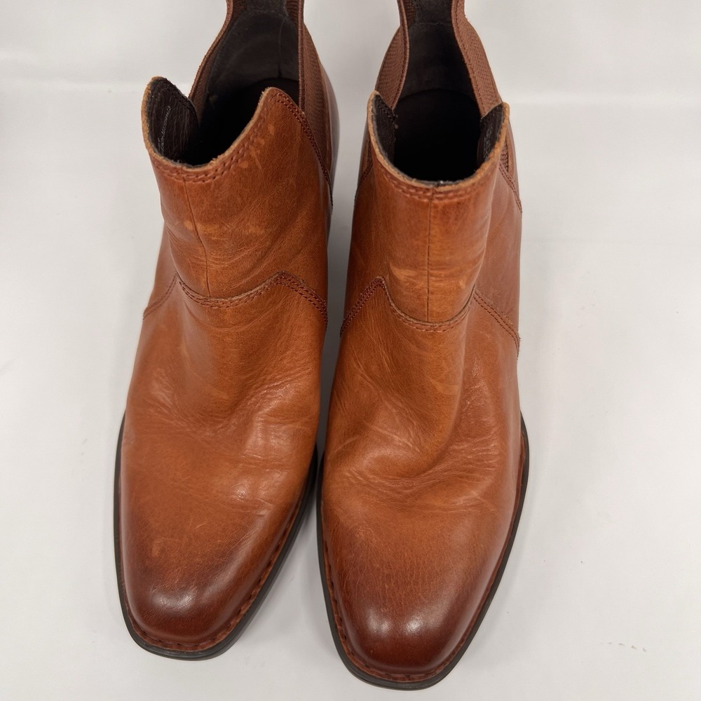 Born Ankle Boots Women's 11 Garcia Brown Leather Block‎ Heel Boho Chelsea Shoes - Picture 5 of 9